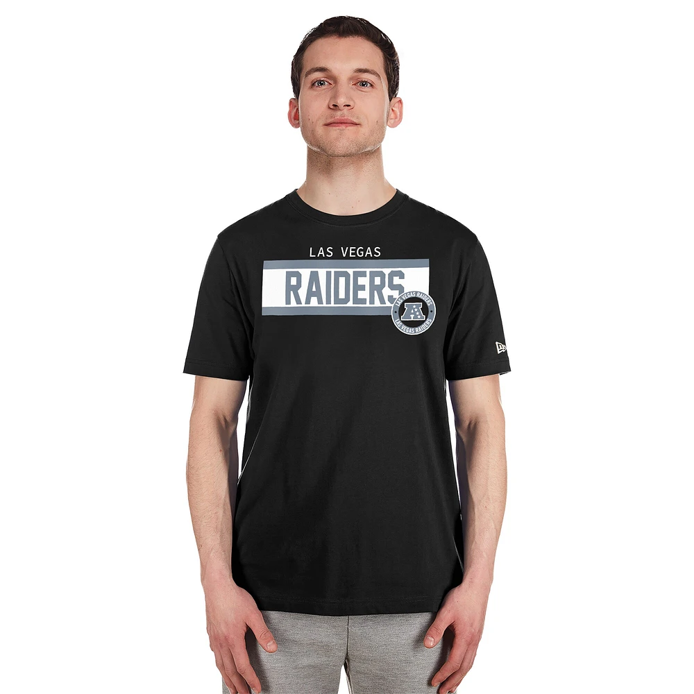 T-shirt à imprimé haute densité Las Vegas Raiders 3rd Down pour homme New Era noir