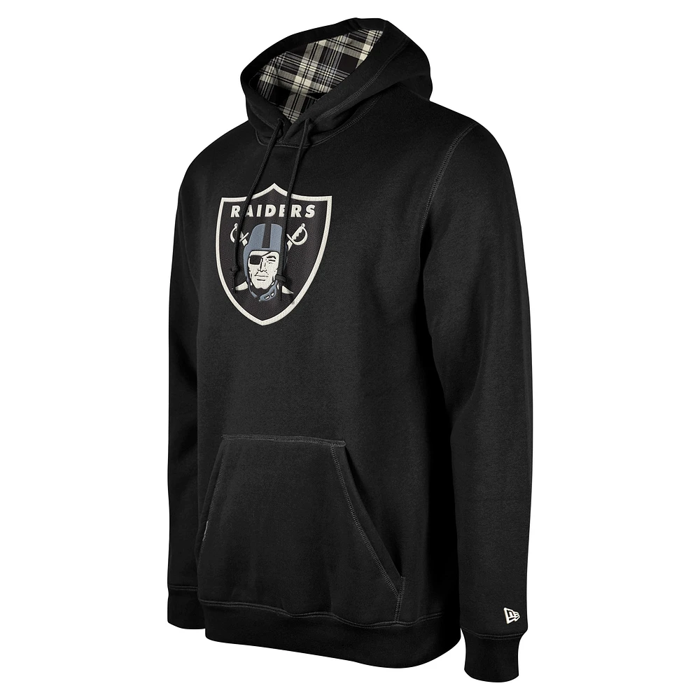 Sweat à capuche carreaux 3rd Down Las Vegas Raiders noir New Era pour homme