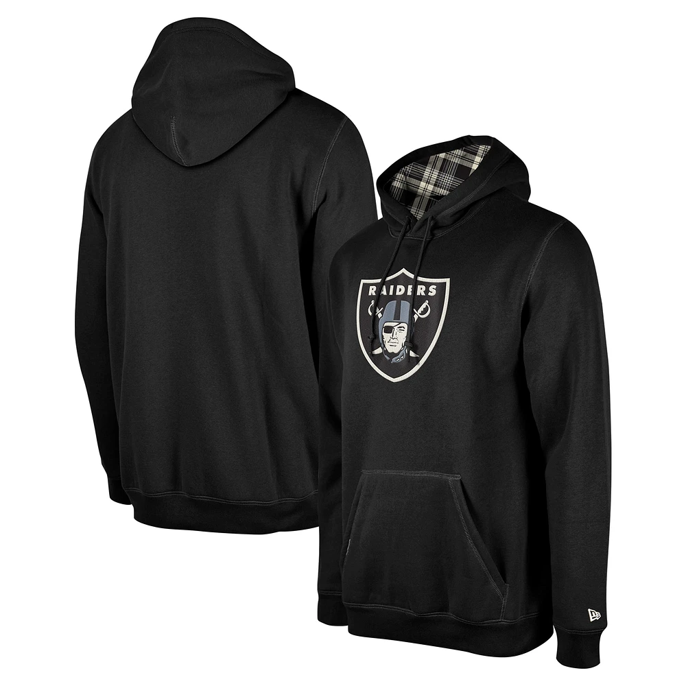 Sweat à capuche carreaux 3rd Down Las Vegas Raiders noir New Era pour homme