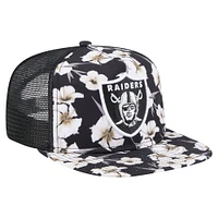 Casquette de golf à visière plate noire New Era Las Vegas Raiders Adventure Pattern pour homme