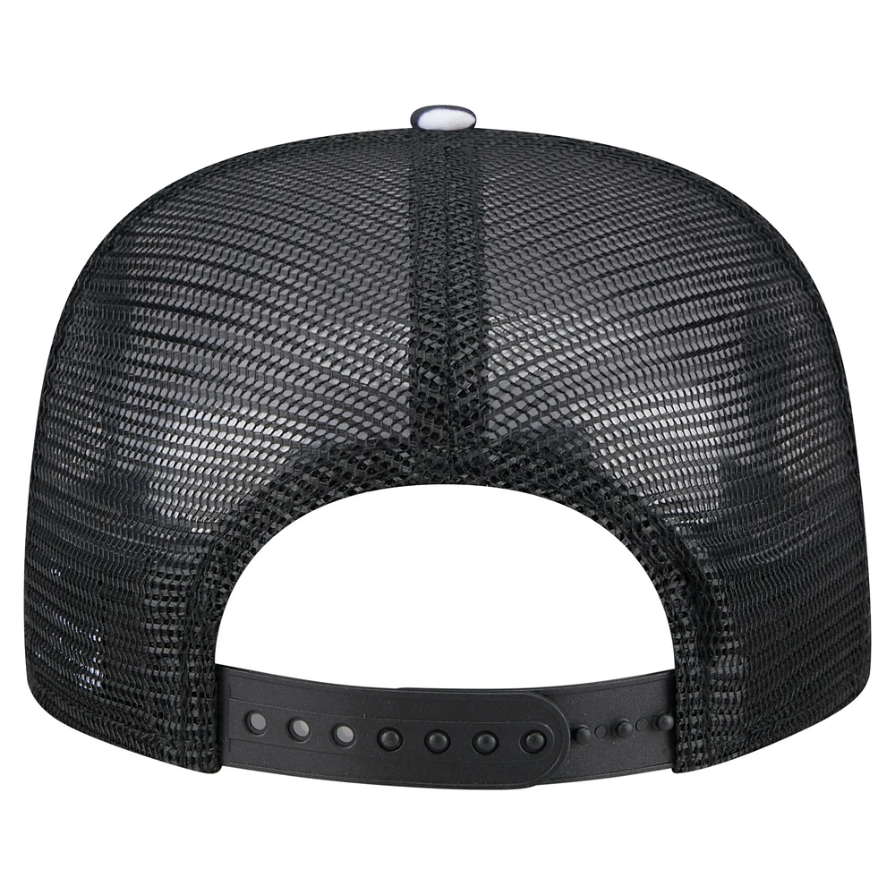 Casquette de golf à visière plate noire New Era Las Vegas Raiders Adventure Pattern pour homme