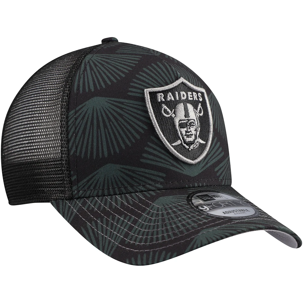 Men's New Era Black Las Vegas Raiders Agave Trucker 9FORTY Adjustable Hat