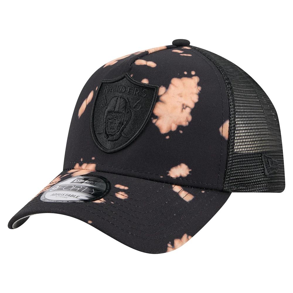 Men's New Era Black Las Vegas Raiders Bleached 9FORTY A-Frame Adjustable Hat