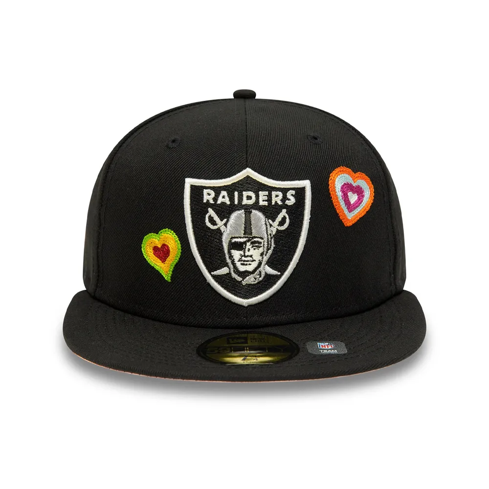 Men's New Era Black Las Vegas Raiders Chain Stitch Heart 59FIFTY Fitted Hat