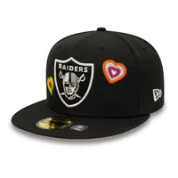 Men's New Era Black Las Vegas Raiders Chain Stitch Heart 59FIFTY Fitted Hat