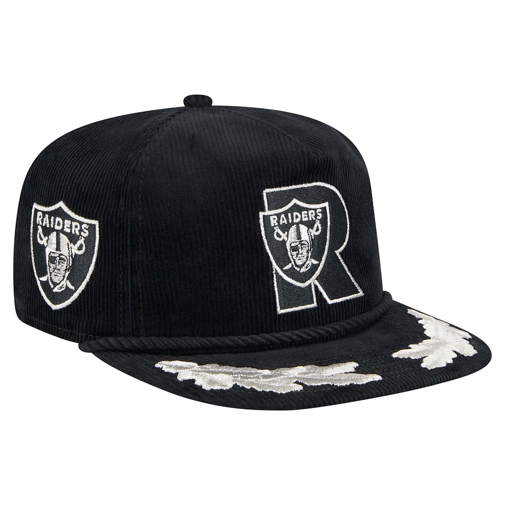 Casquette de golf à visière rabattable City Originals en velours côtelé noir New Era pour homme des Las Vegas Raiders