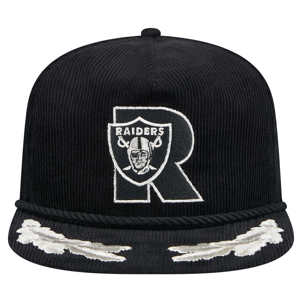 Casquette de golf à visière rabattable City Originals en velours côtelé noir New Era pour homme des Las Vegas Raiders