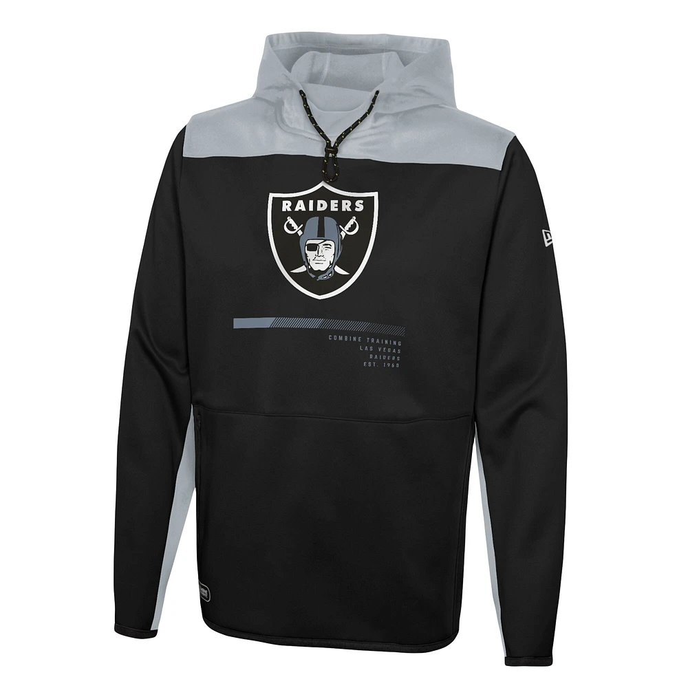 Men's New Era Black Las Vegas Raiders Combine Authentic Hard Hitter Pullover Hoodie