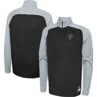 Veste noire à demi-zip raglan Las Vegas Raiders Combine Authentic O-Line New Era pour homme