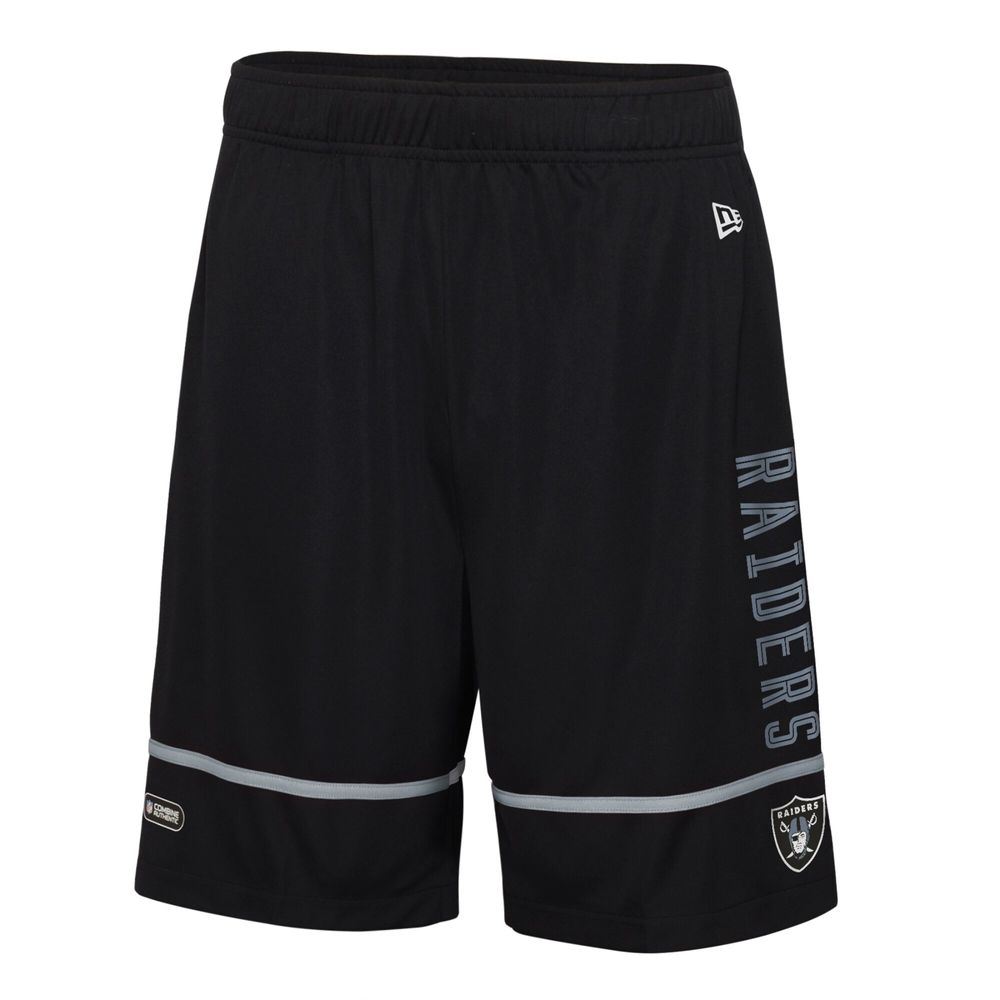 Men's New Era Black Las Vegas Raiders Combine Authentic Rusher Training Shorts