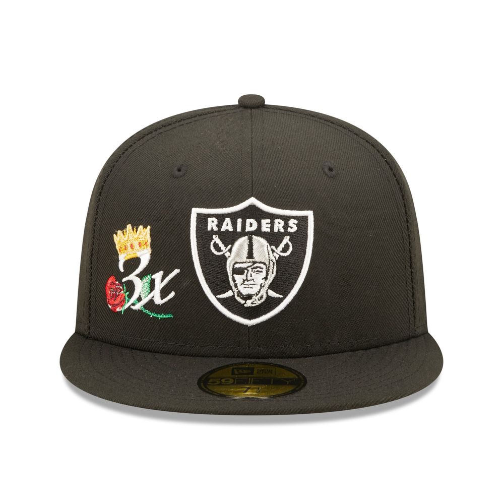 Men's New Era Black Las Vegas Raiders Crown 3x Super Bowl Champions 59FIFTY Fitted Hat