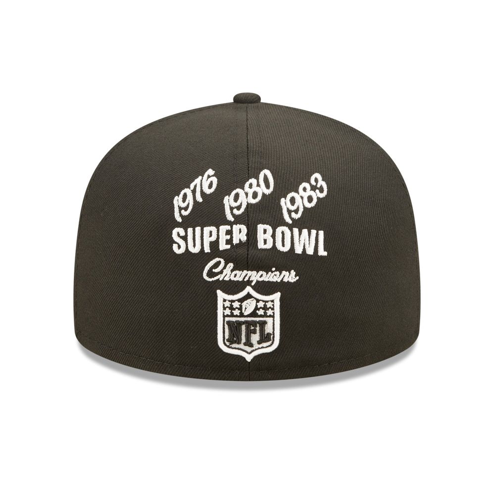 Men's New Era Black Las Vegas Raiders Crown 3x Super Bowl Champions 59FIFTY Fitted Hat