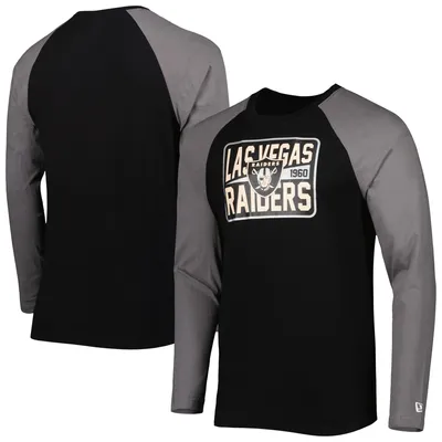 Las Vegas Raiders New Era Big & Tall League Raglan Long Sleeve T-Shirt -  Black/Silver