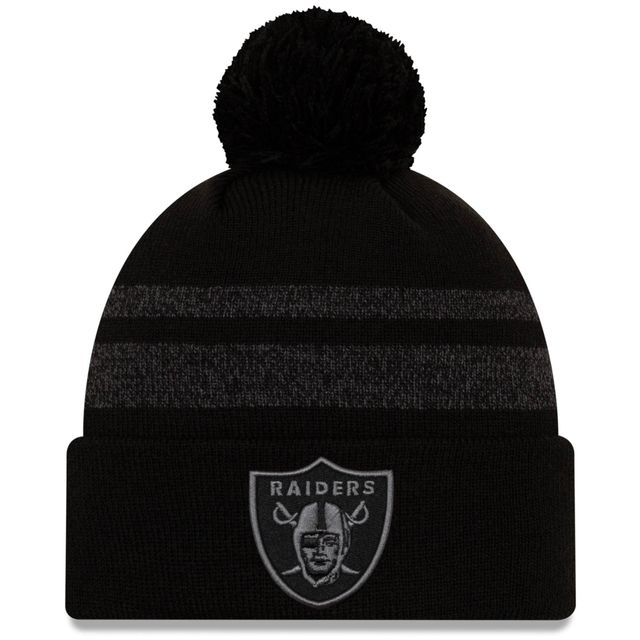 Bonnet en tricot à revers Dispatch Las Vegas Raiders New Era pour homme noir avec pompon