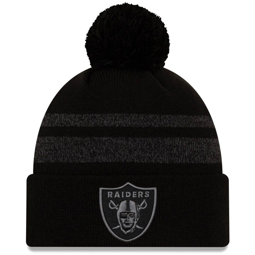 Men's New Era Black Las Vegas Raiders Dispatch Cuffed Knit Hat With Pom