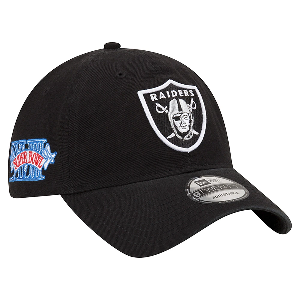 Casquette réglable noire Las Vegas Raiders Distinct 9TWENTY New Era pour hommes