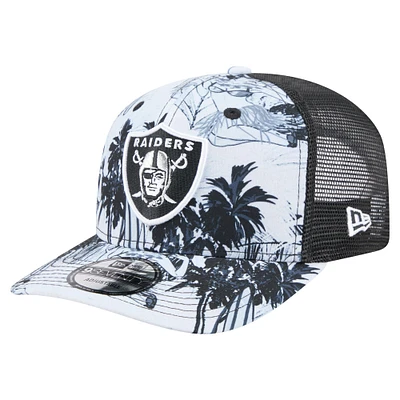 Men's New Era  Black Las Vegas Raiders Hula Trucker 9SEVENTY Adjustable Hat
