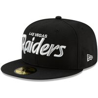 Men's New Era Black Las Vegas Raiders Omaha Script Low Profile 59FIFTY Fitted Hat