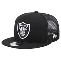 Casquette Snapback 9FIFTY Main Trucker New Era noire des Las Vegas Raiders pour hommes