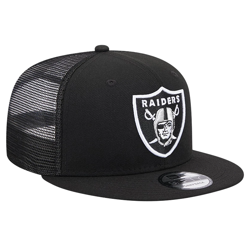 Casquette Snapback 9FIFTY Main Trucker New Era noire des Las Vegas Raiders pour hommes