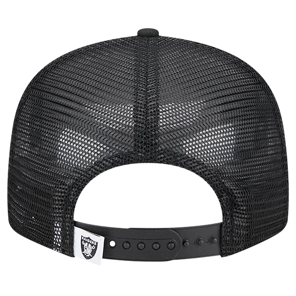 Casquette Snapback 9FIFTY Main Trucker New Era noire des Las Vegas Raiders pour hommes