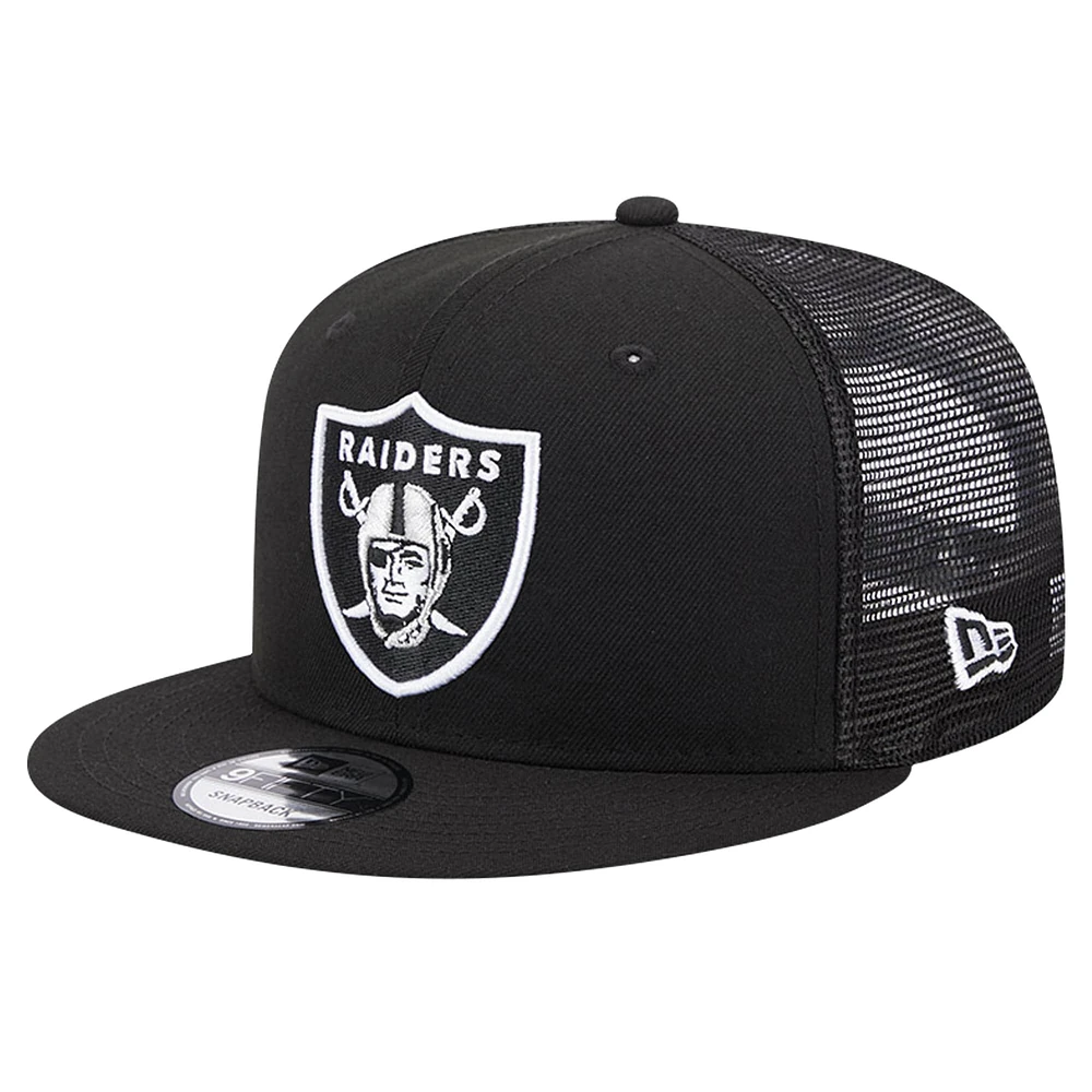Casquette Snapback 9FIFTY Main Trucker New Era noire des Las Vegas Raiders pour hommes