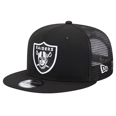 Casquette Snapback 9FIFTY Main Trucker New Era noire des Las Vegas Raiders pour hommes