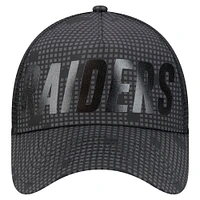 Casquette ajustable 9FORTY A-Frame Trucker pour homme New Era Black Las Vegas Raiders Midnight Ink Tonal Text