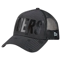 Men's New Era Black Las Vegas Raiders  Midnight Ink Tonal Text A-Frame Trucker 9FORTY Adjustable Hat