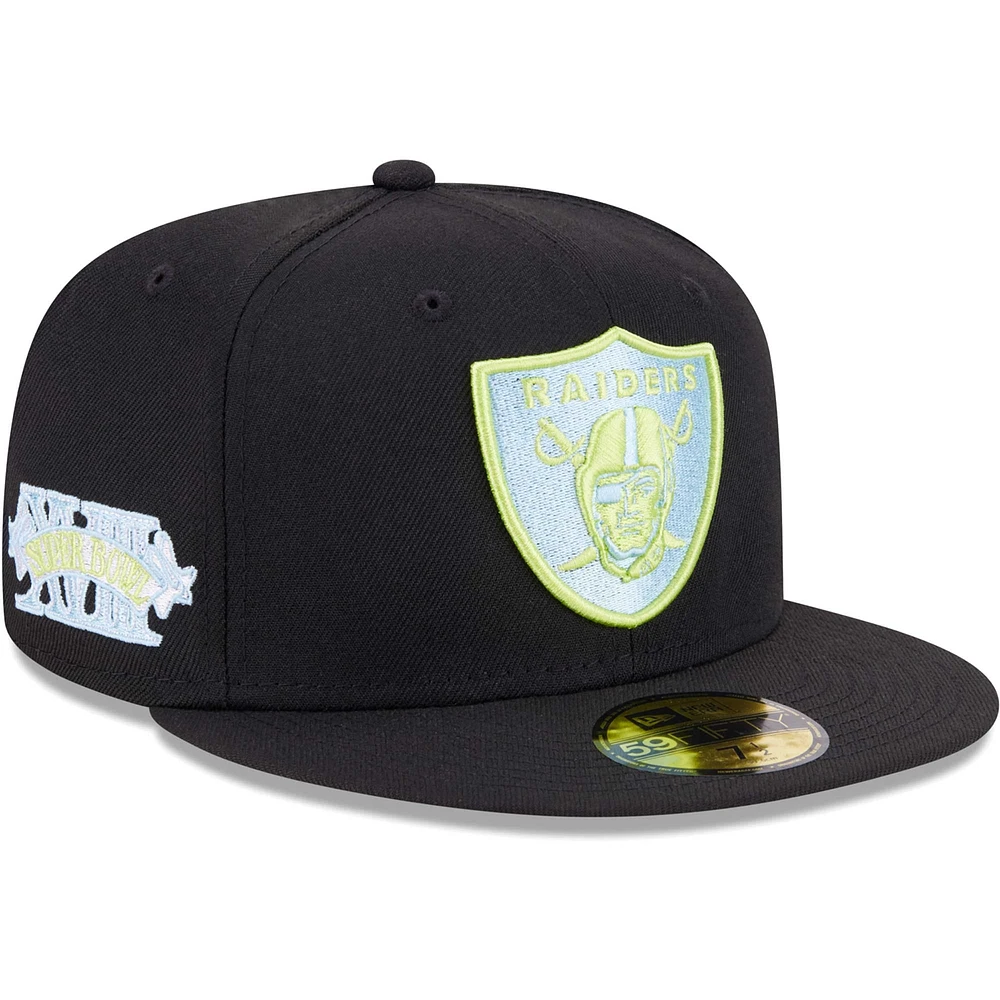 Casquette ajustée 59FIFTY multi noire Las Vegas Raiders New Era pour hommes