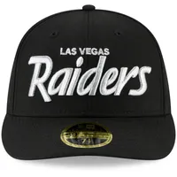 Casquette ajustée noire 59FIFTY Las Vegas Raiders Omaha Script Low Profile pour homme New Era