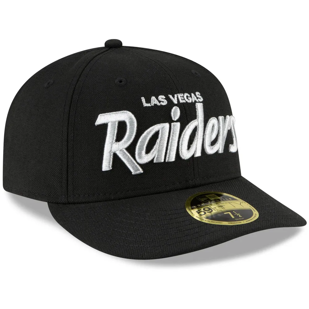 Casquette ajustée noire 59FIFTY Las Vegas Raiders Omaha Script Low Profile pour homme New Era