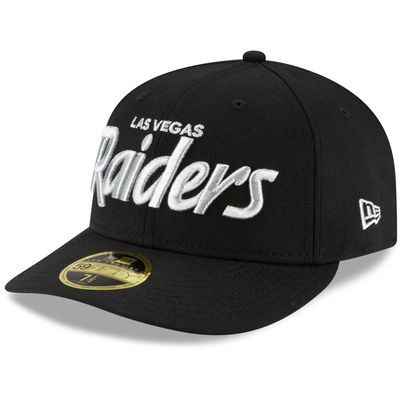 Men's New Era Black Las Vegas Raiders Omaha Script Low Profile 59FIFTY Fitted Hat