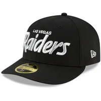 Casquette ajustée noire 59FIFTY Las Vegas Raiders Omaha Script Low Profile pour homme New Era