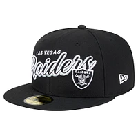 Men's New Era Black Las Vegas Raiders  Script Sided 59FIFTY Fitted Hat