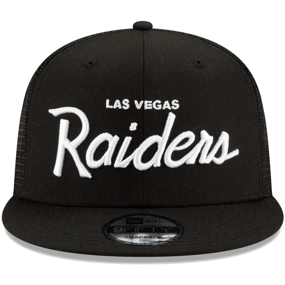 New Era 9FIFTY Las Vegas Raiders Mesh Trucker Snapback Hat Grey Black