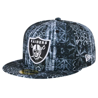 Casquette ajustée Shibori 59FIFTY Las Vegas Raiders New Era noire pour hommes