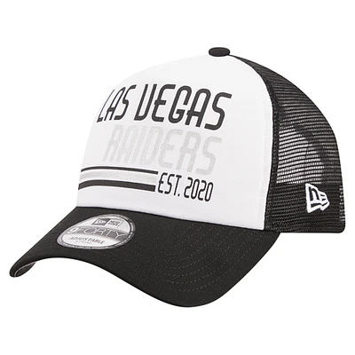 Men's New Era /Black Las Vegas Raiders Stacked A-Frame Trucker 9FORTY Adjustable Hat