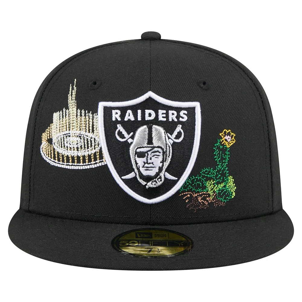 Men's New Era Black Las Vegas Raiders State Stitch 59FIFTY Fitted Hat