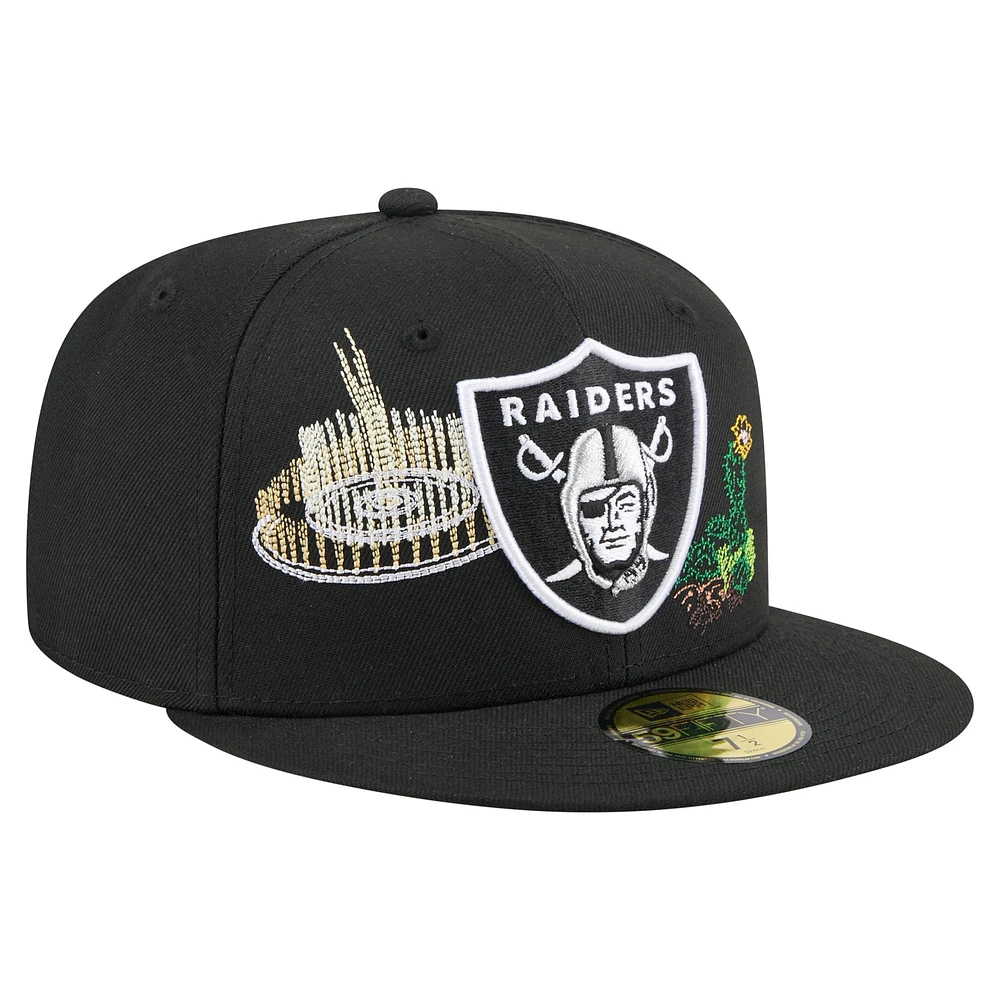 Men's New Era Black Las Vegas Raiders State Stitch 59FIFTY Fitted Hat