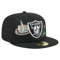 Men's New Era Black Las Vegas Raiders State Stitch 59FIFTY Fitted Hat