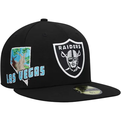 Men's New Era Black Las Vegas Raiders Omaha Script Low Profile 59FIFTY  Fitted Hat 