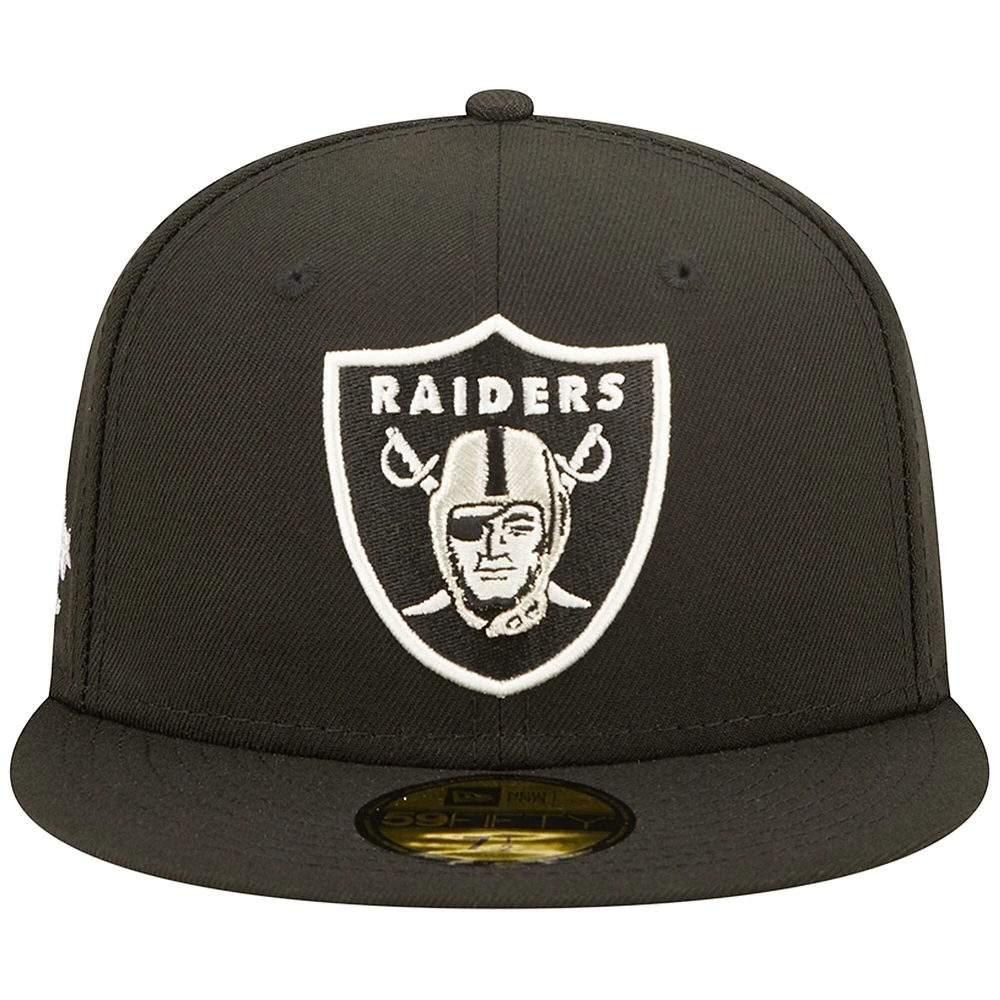 Casquette ajustée noire 59FIFTY pour homme Las Vegas Raiders Super Bowl XVIII Pop Sweat New Era