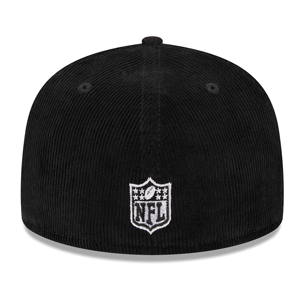 Men's New Era Black Las Vegas Raiders Throwback Cord 59FIFTY Fitted Hat