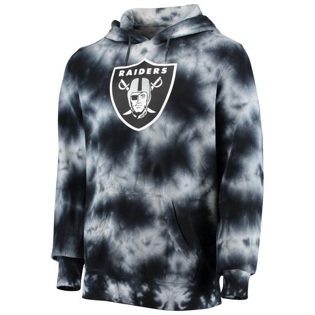 New Era Men's Black and Silver Las Vegas Raiders Colorblock Throwback  Pullover Hoodie