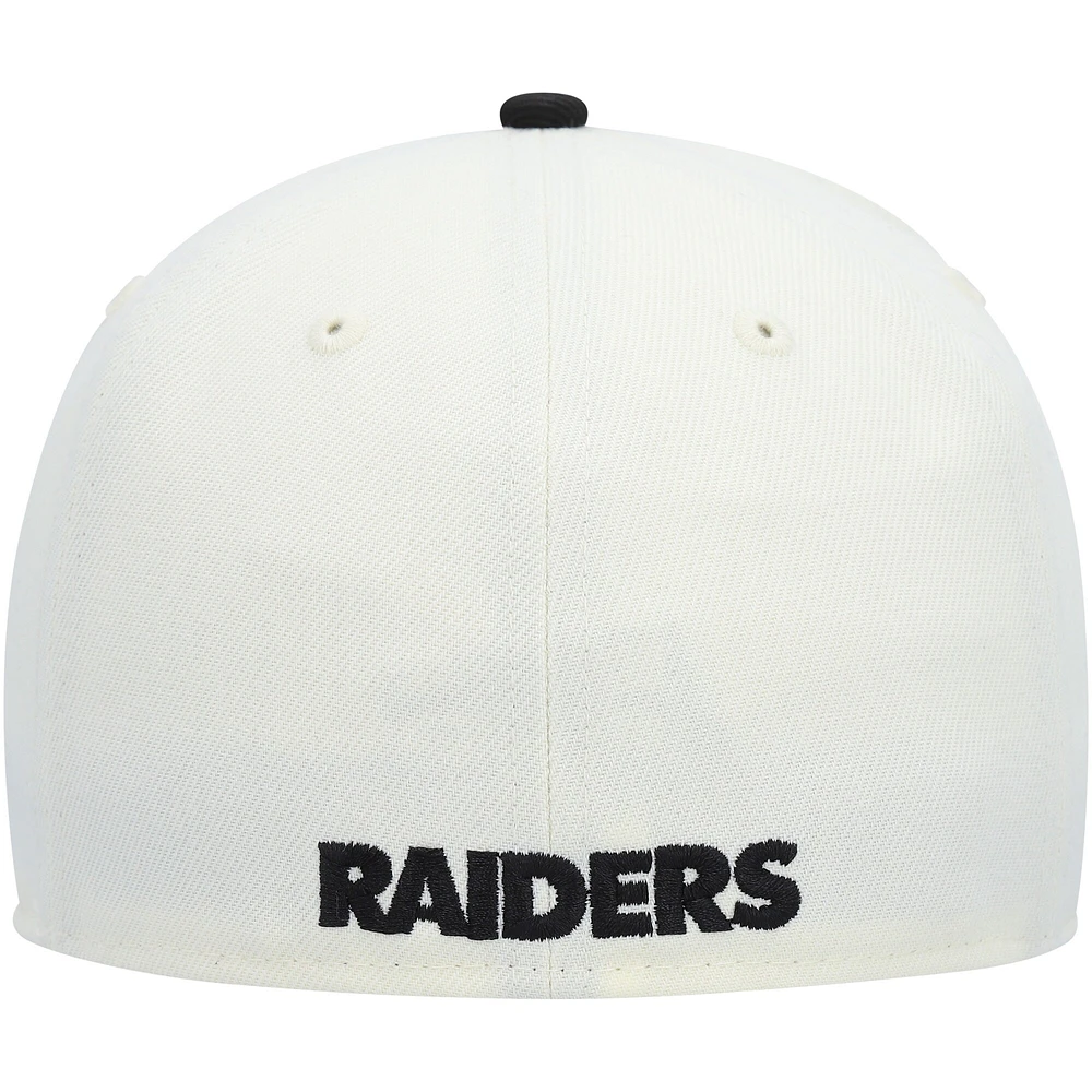 Casquette ajustée 59FIFTY pour homme des Las Vegas Raiders Chrome Collection crème/noire New Era