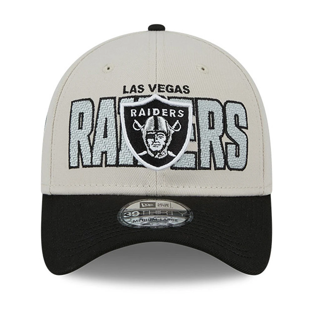 Casquette Flex New Era Las Vegas Raiders 2023 NFL Draft 39THIRTY crème pour homme