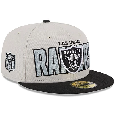 Casquette ajustée New Era Las Vegas Raiders 2023 NFL Draft On Stage 59FIFTY crème pour homme