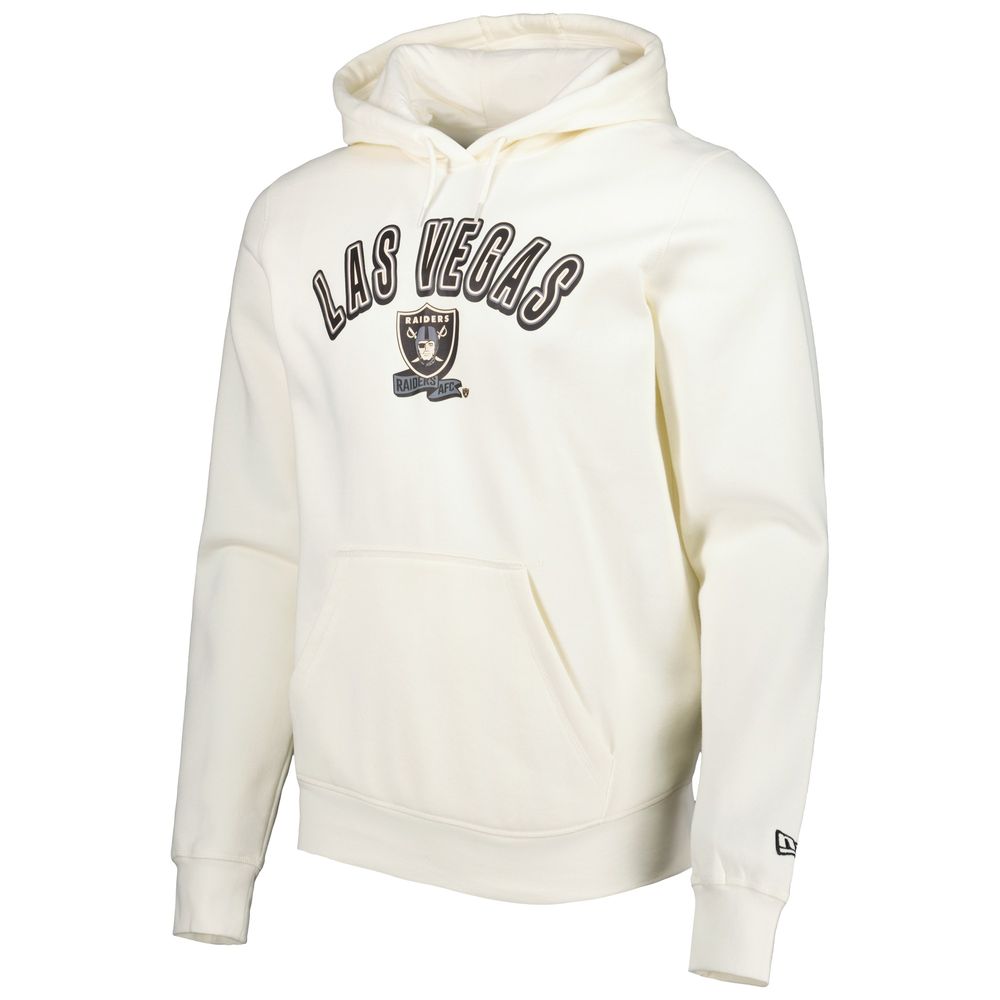 Men's New Era Cream Las Vegas Raiders Sideline Chrome Pullover Hoodie