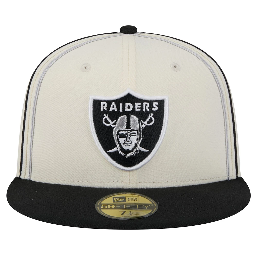 Casquette ajustée 59FIFTY crème Las Vegas Raiders Soutache New Era pour hommes